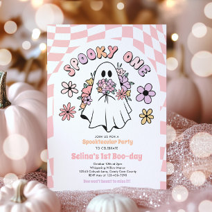 Convites Spooky Um primeiro aniversario Fantasma Floral de