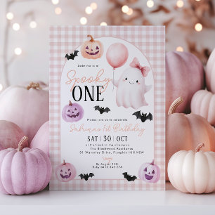 Convites Spooky, um primeiro aniversario Rosa Fantasma de H
