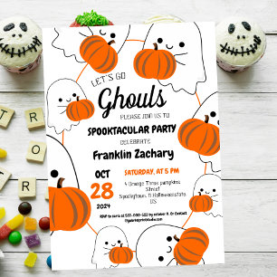 Convites Spooky, uma Festa de aniversário de Ghouls Cute no