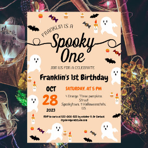 Convites Spooky, uma Festa de aniversário de Ghouls Cute no