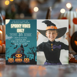 Convites Spooky Vibes Only Halloween Party – Cute Pumpkin