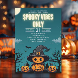 Convites Spooky Vibes Only Halloween Party – Cute Pumpkin