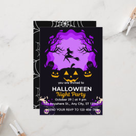 Convites Spooky Witch Halloween Night Party Invitation