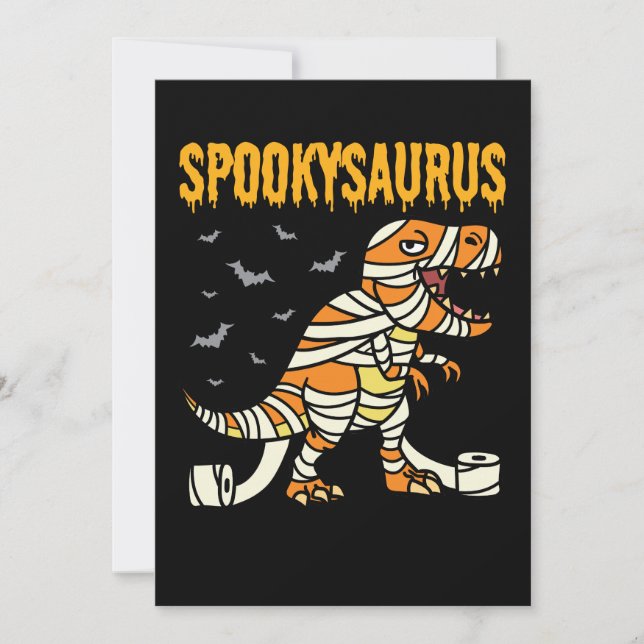 Convites Spookysaurus Halloween Spooky T Rex Dinossaur (Frente)
