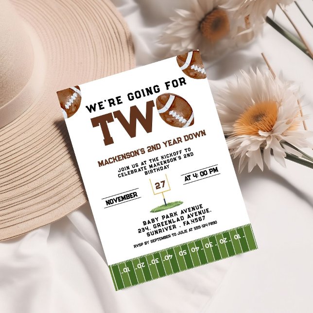 Convites Sport Football  Second Birthday 2nd year Down (Criador carregado)