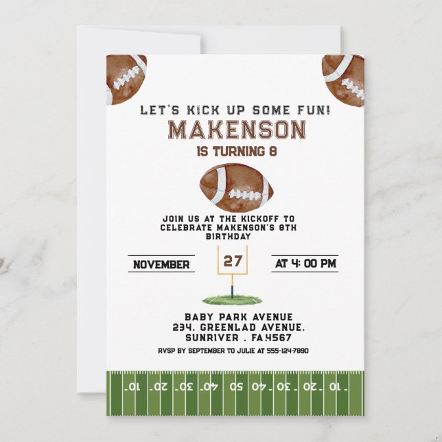 Convites Sport Football  Second Birthday 8th year Down (Frente)