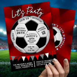 Convites Sport Lovers Soccer Ball Boys Red Birthday