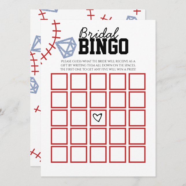 Convites Sports Baseball Homerun Glitter Bridal Shower Game (Frente/Verso)