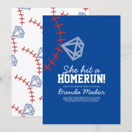 Convites Sports Beisebol Homerun Brilho Chá de Noiva Azul