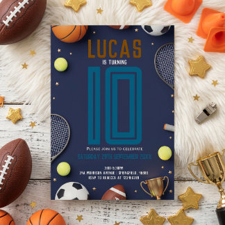 Convites Sports Birthday Party for Kids Invitation