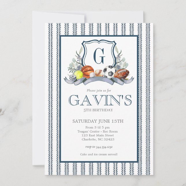 Convites Sports Crest Birthday Invitation (Frente)