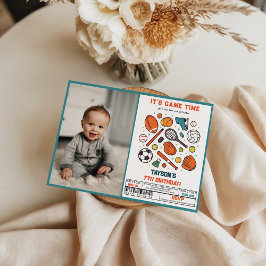 Convites Sports Game Time All-Star 7th Birthday Party | Boy