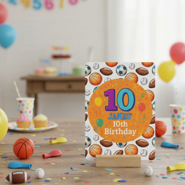Convites Sports Theme 10th Birthday Invitation (Criador carregado)