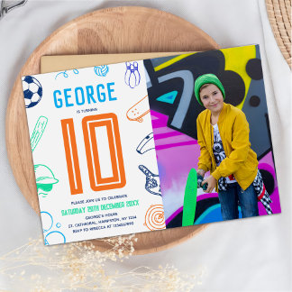 Convites Sports Theme Boys Modern Birthday Party Photo