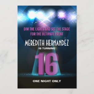 Convites Spotlight Star Purple Sweet 16