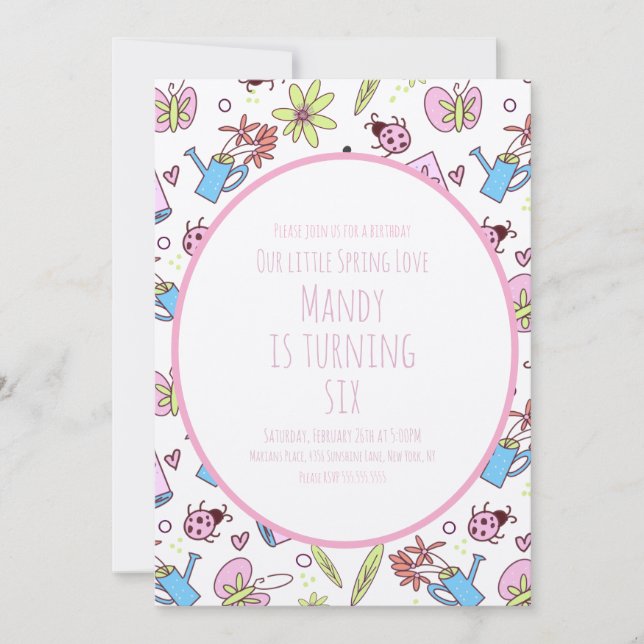 Convites Spring and Books Birthday Party (Frente)