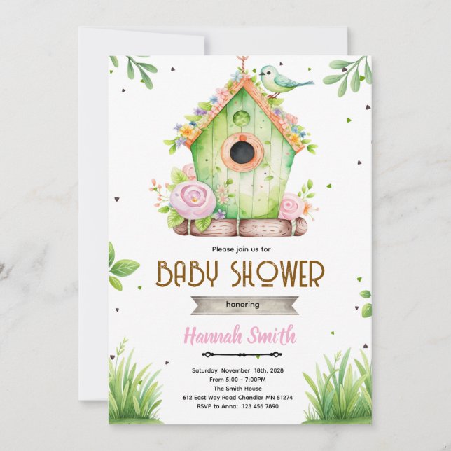Convites Spring bird nest baby shower invitation (Frente)
