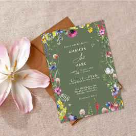 Convites Spring Boho Chic Colorful Wildflower Wedding 