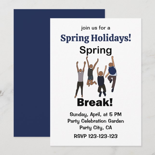 Convites Spring Break Holidays Friendship  (Frente/Verso)