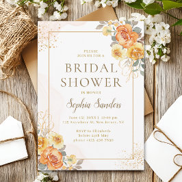 Convites Spring Bridal Shower With Orange Flowers 