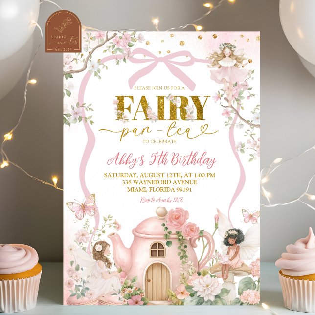 Convites Spring Coquette Enchanted Fairy Tea Party Birthday (Criador carregado)