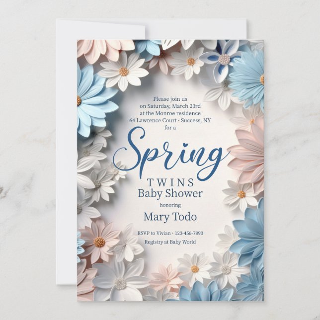 Convites Spring Daisies Baby Shower Invitation (Frente)