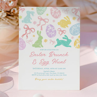 Convites Spring Easter Invitation, Hand-Drawn Bunny