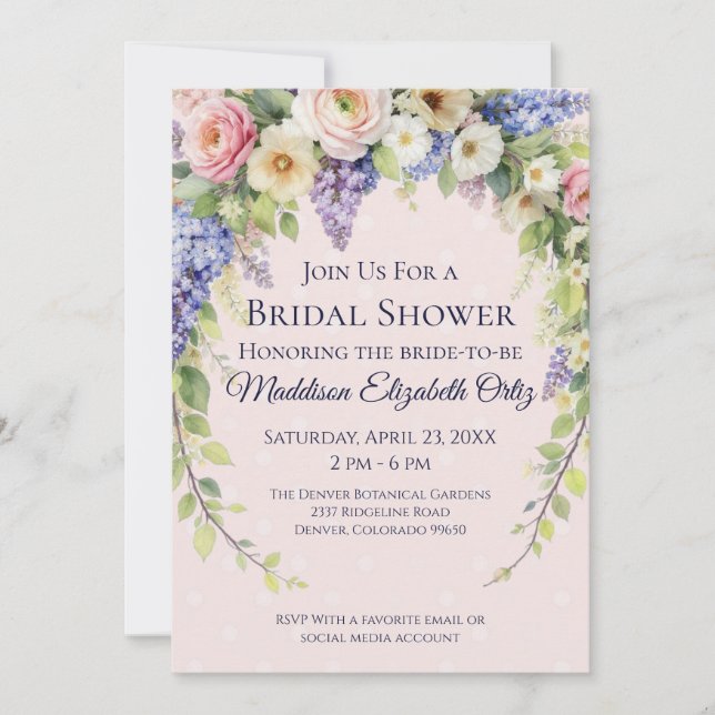 Convites Spring Floral Bridal Shower (Frente)