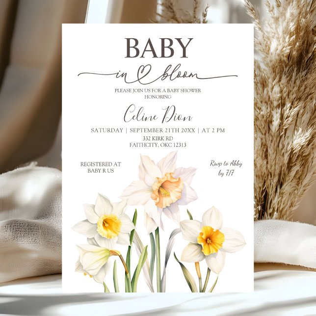 Convites Spring Floral Daffodil Baby Shower  (Criador carregado)