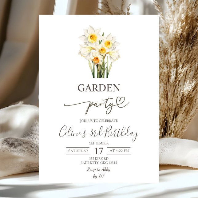 Convites Spring Floral Daffodil Wreath Garden Party (Criador carregado)