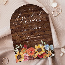 Convites Spring Floral Rustic Wood Modern Bridal Shower 