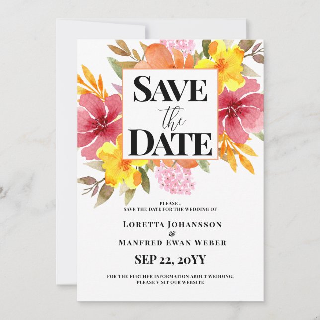 Convites Spring Floral Save the date Invitation (Frente)