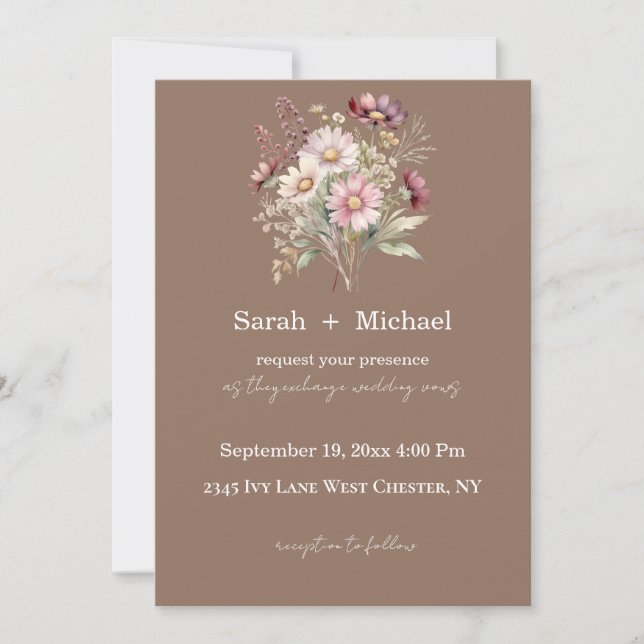 Convites Spring Floral Wedding Invitation (Frente)