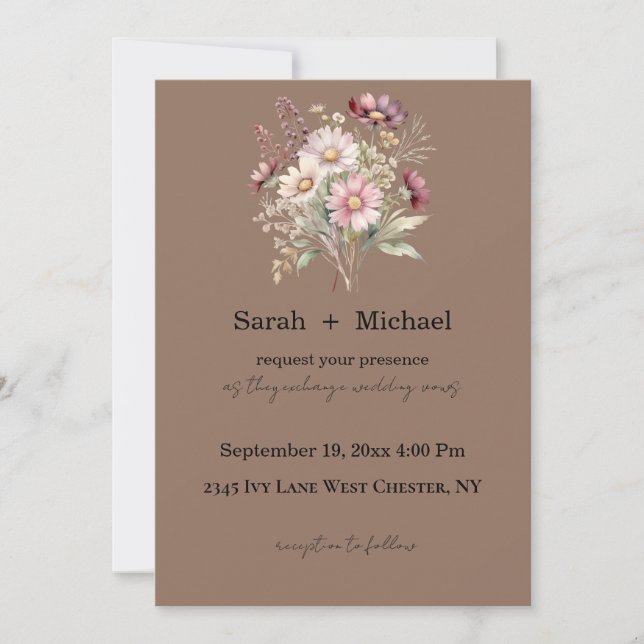 Convites Spring Floral Wedding Invitation (Frente)