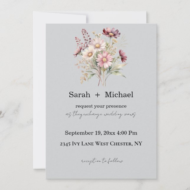 Convites Spring Floral Wedding Invitation (Frente)