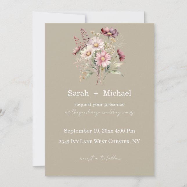 Convites Spring Floral Wedding Invitation (Frente)
