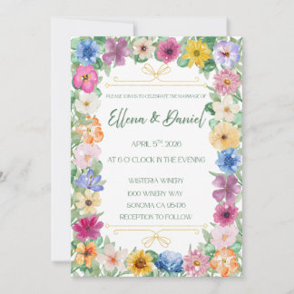 Convites Spring Floral Wildflower Wedding Invitation 