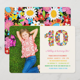 Convites Spring Flowers Ten Girl 10th Birthday Foto Convida