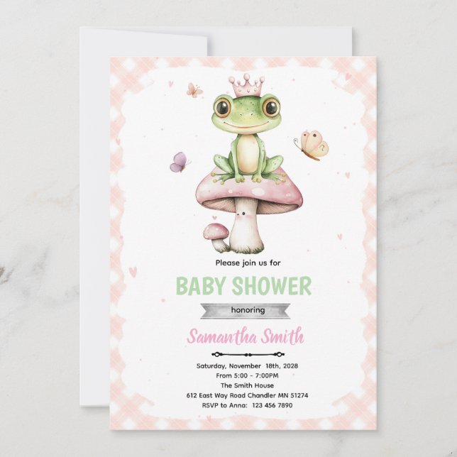 Convites Spring frog baby shower invitation (Frente)
