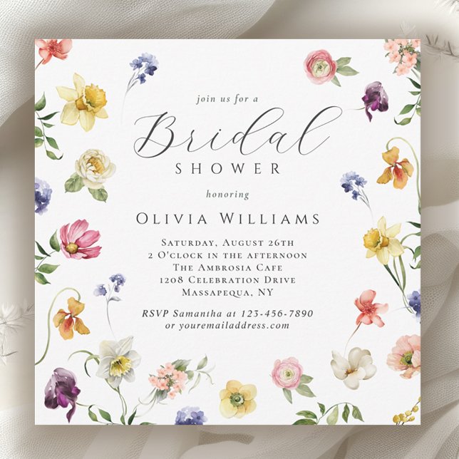 Convites Spring Garden Blooms Floral Bridal Shower  (Available in both printed and instant download digital formats.)