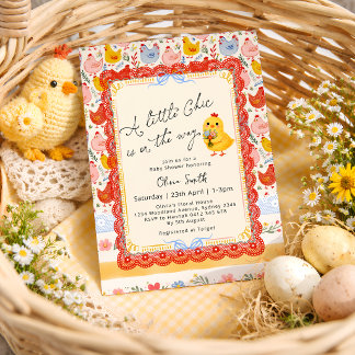 Convites Spring Little Chick Floral Girl Baby Shower