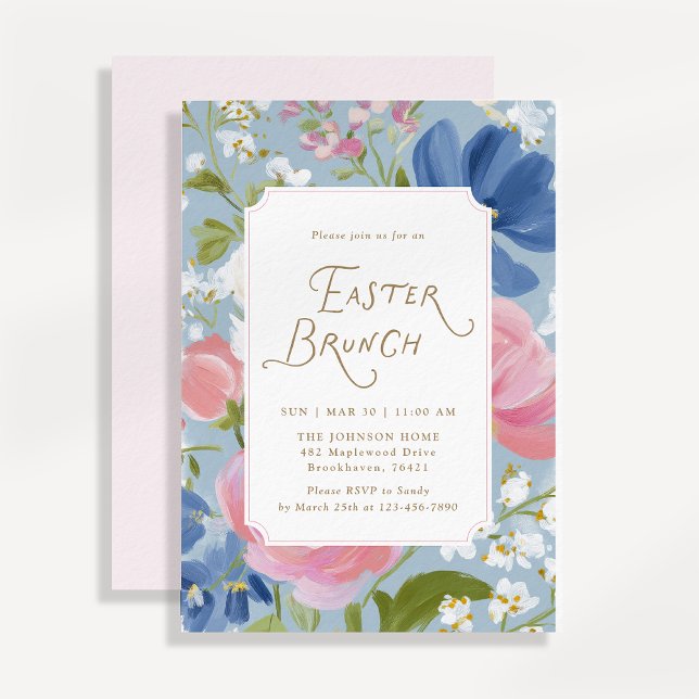 Convites Spring Painted Floral Easter Brunch Invitation (Criador carregado)