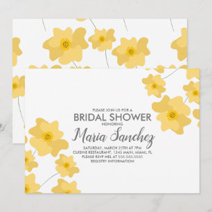 Convites Spring Poppies Amarelo Brilhante Floral Chuveiro N