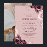 Convites Spring Rose ⎮ Dusty Pink Mauve Floral Wedding<br><div class="desc">Modern stylish dark wedding invitation,  pink roses with gold dust on with a gold ink pour effect and modern calligraphy. Classy and elegant,  simple and modern invitation.</div>