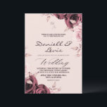 Convites Spring Roses ⎮ Dusty Pink Wedding<br><div class="desc">Modern stylish dark wedding invitation,  pink roses with gold dust on with a gold ink pour effect and modern calligraphy. Classy and elegant,  simple and modern invitation.</div>