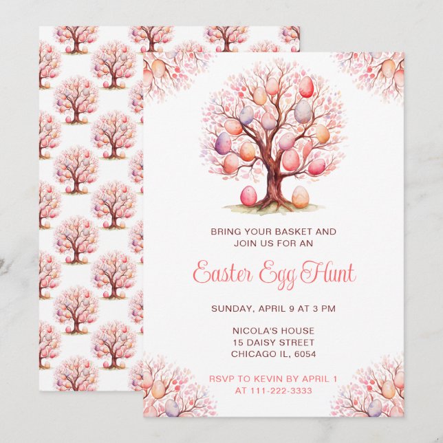 Convites Spring Tree Easter Egg Hunt (Frente/Verso)