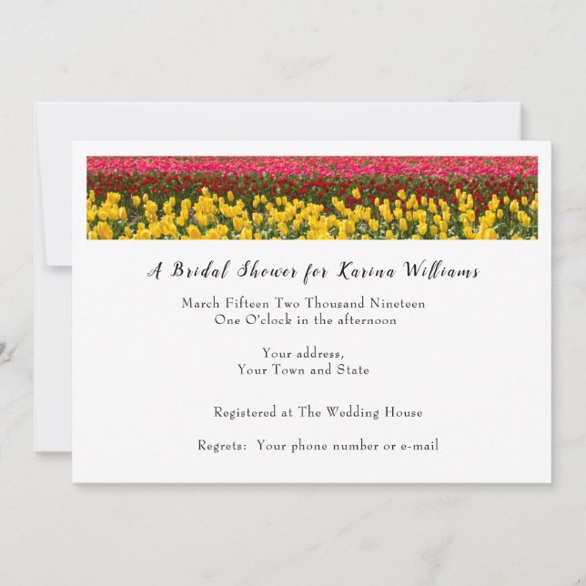 Convites Spring Tulip Bridal Shower Invitation (Frente)