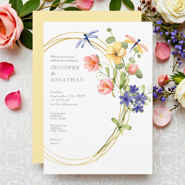 Convites Spring Watercolor Floral Wedding Invitation (Criador carregado)