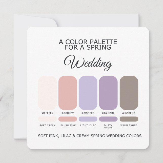 Convites Spring Wedding Color Palette 2026 Card (Frente)