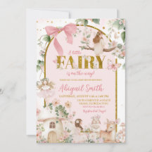 Spring woodland fairy baby shower invitation
